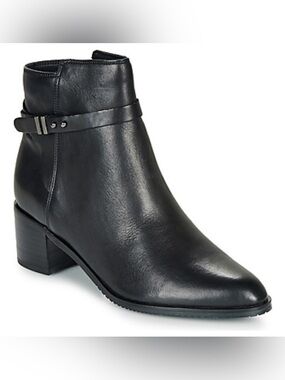 Clarks Black Leather Ankle Boots with Side Strap